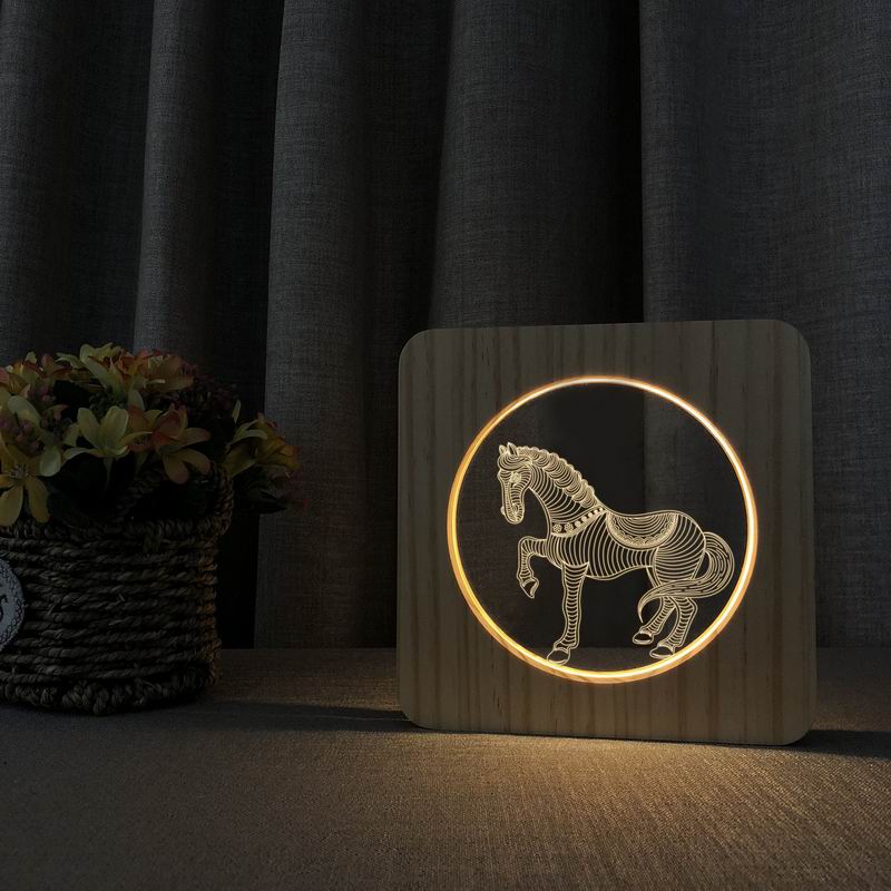 동물 말 램프 LED USB 3D 밤 램프 어린이 방 장식 나무 따뜻한 조명 홈 장식 생일 선물 드롭 배송